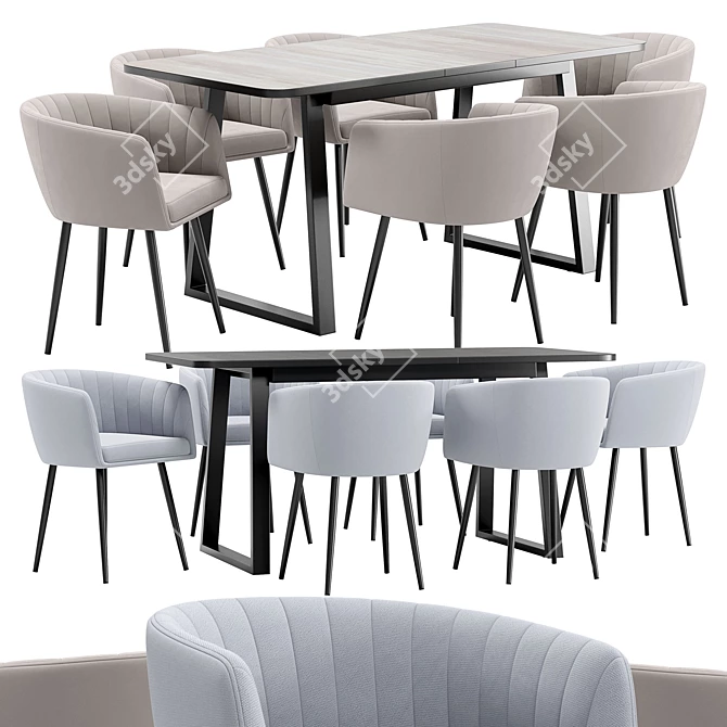 Modern Alina Dining Chair and Sheffilton Table Set 3D model image 1