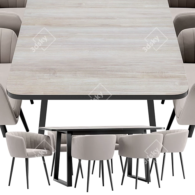 Modern Alina Dining Chair and Sheffilton Table Set 3D model image 2