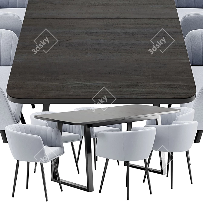 Modern Alina Dining Chair and Sheffilton Table Set 3D model image 3