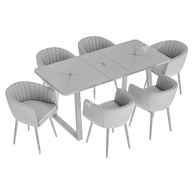 Modern Alina Dining Chair and Sheffilton Table Set 3D model image 5