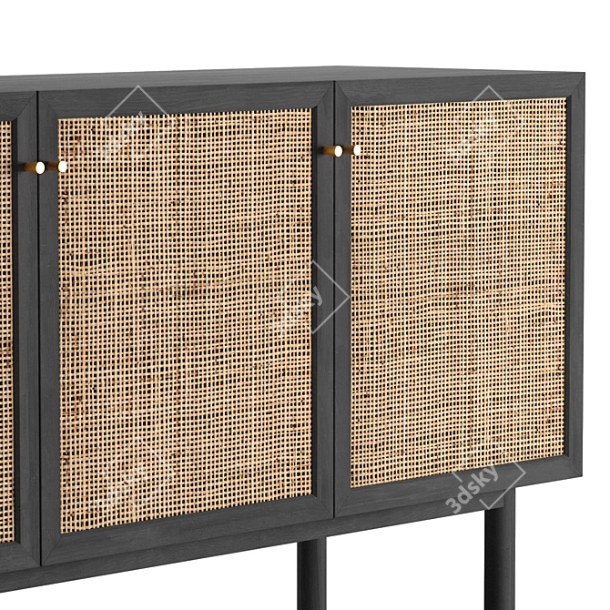 Natural Rattan Oak Sideboard - Pavia 3D model image 4