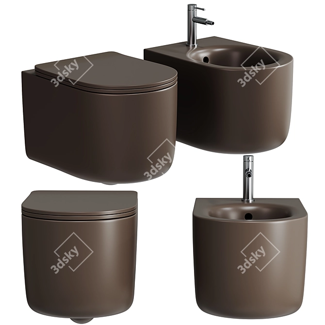 Sleek Matt Ceramic WC 3D model image 1