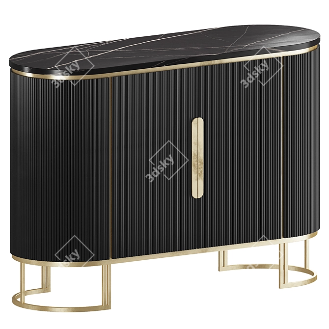 Sleek White Marble Sideboard 3D model image 4