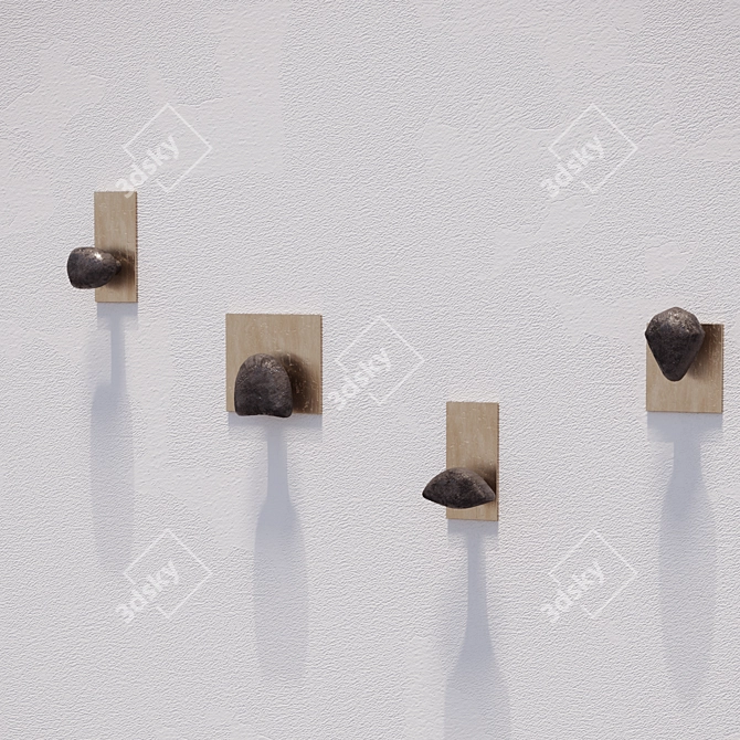 Sculptural Brass Coat Hooks 3D model image 1