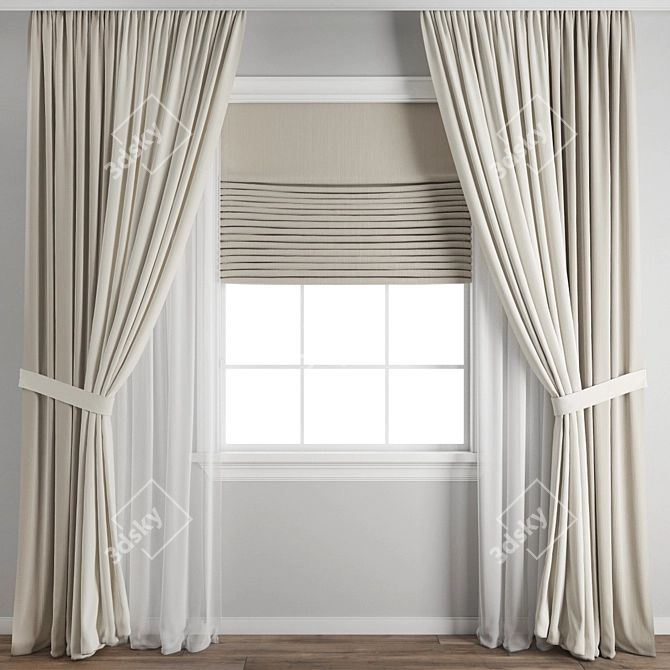 Premium Polygonal Curtain Model 3D model image 1