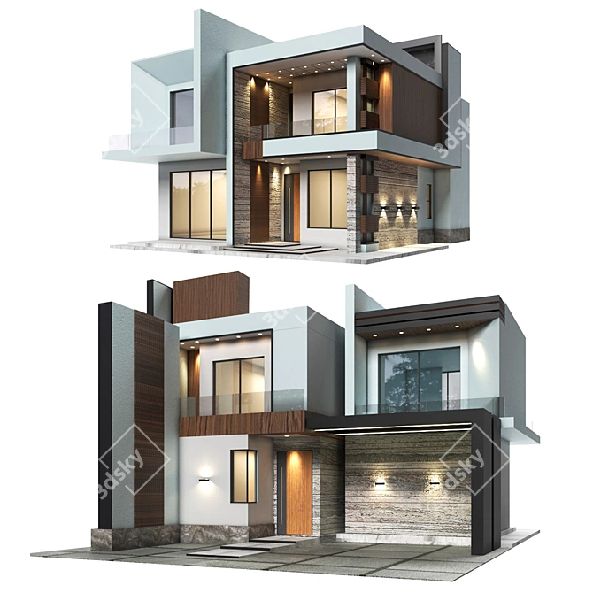 Urban Oasis: Modern Villa 3D Model 3D model image 1