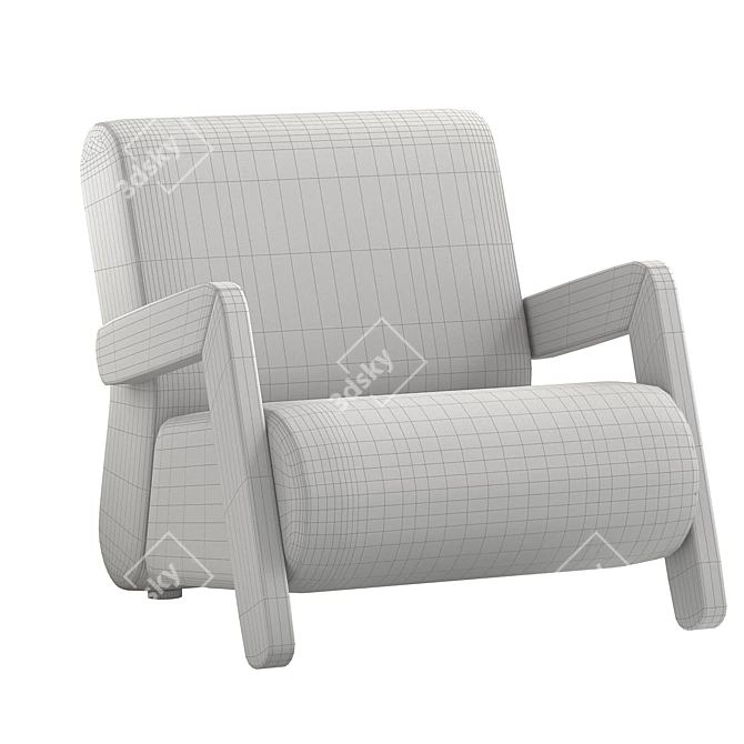 Sleek Comfort Base Easy Chair 3D model image 3