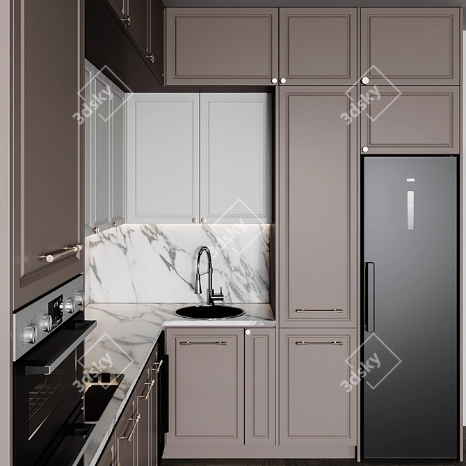 Adjustable Neoclassic Kitchen 3D model image 3