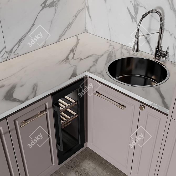 Adjustable Neoclassic Kitchen 3D model image 4