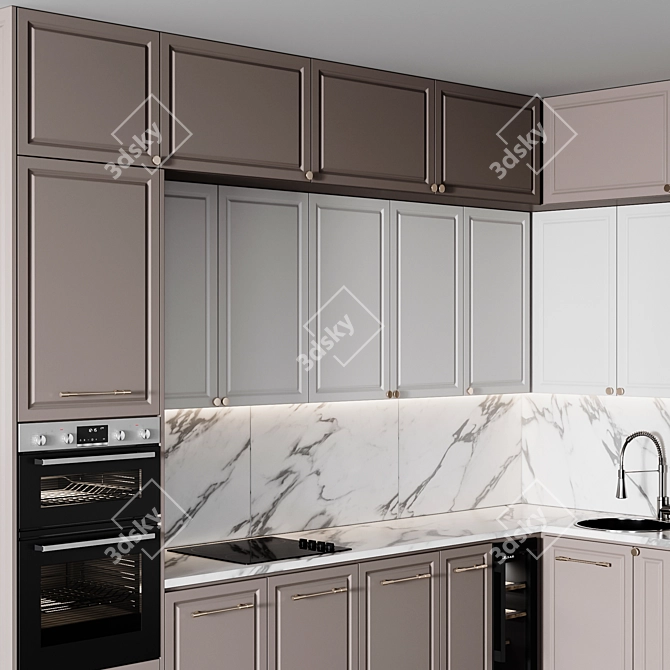 Adjustable Neoclassic Kitchen 3D model image 6