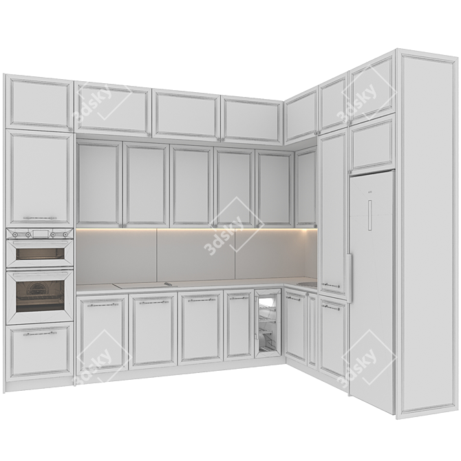 Adjustable Neoclassic Kitchen 3D model image 7
