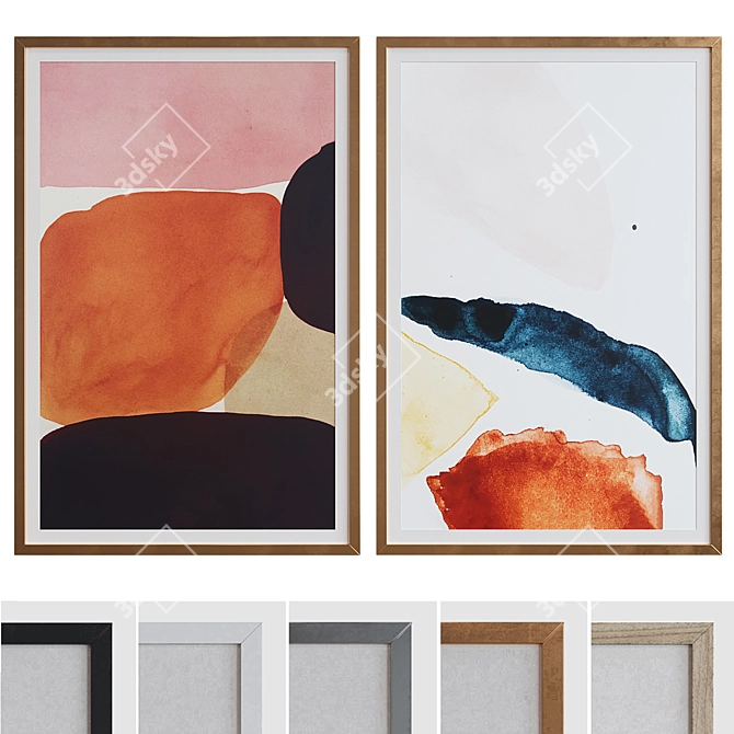 Modern Abstract Picture Frame Set 3D model image 1