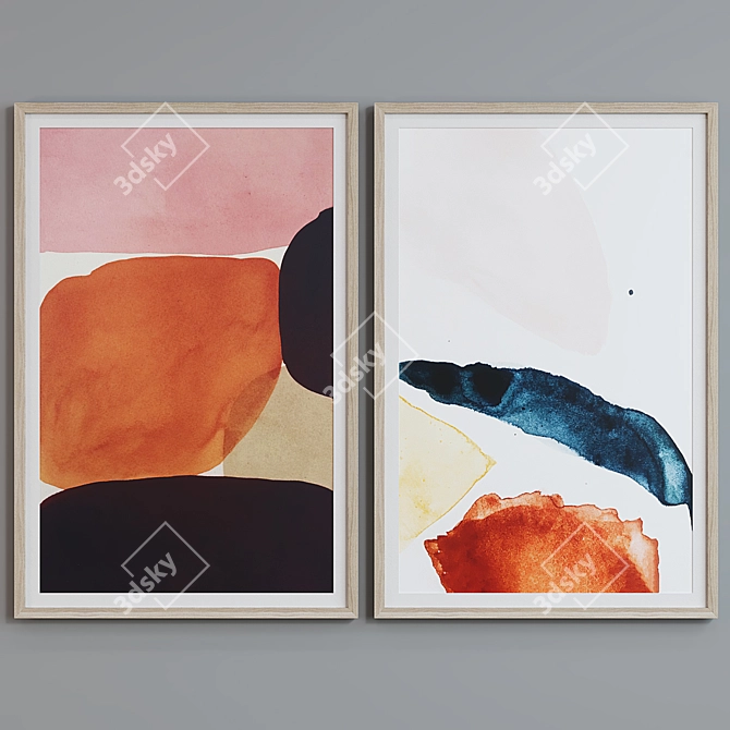 Modern Abstract Picture Frame Set 3D model image 2