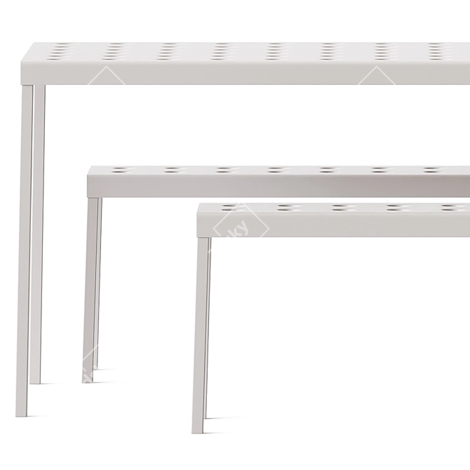 Hay Balcony Bench & Table Set 3D model image 3