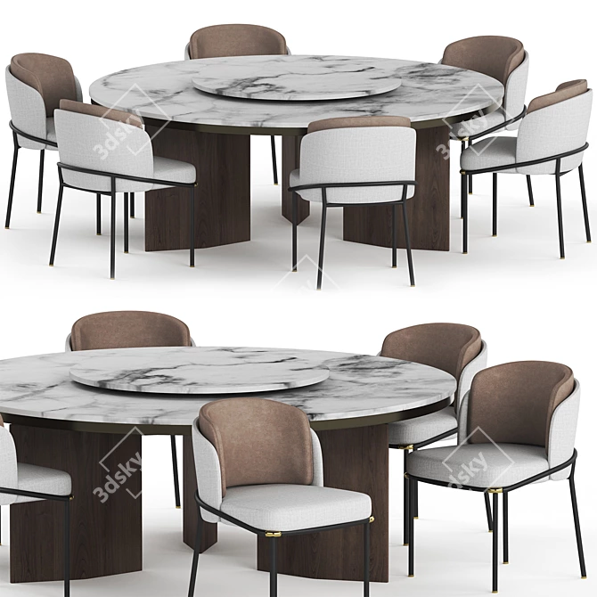 Elegant Morgan Marble Table & Fil Noir Chair Set 3D model image 1