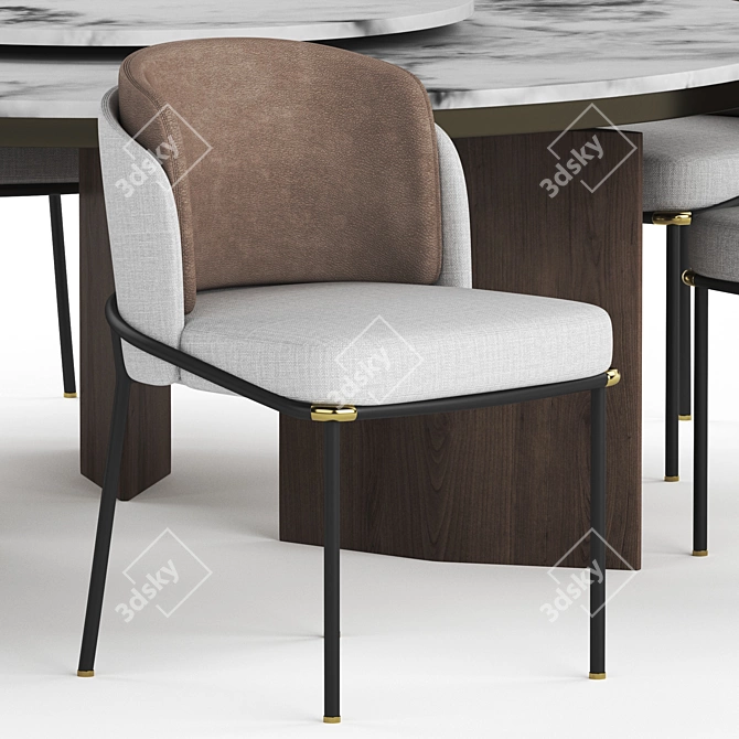 Elegant Morgan Marble Table & Fil Noir Chair Set 3D model image 2