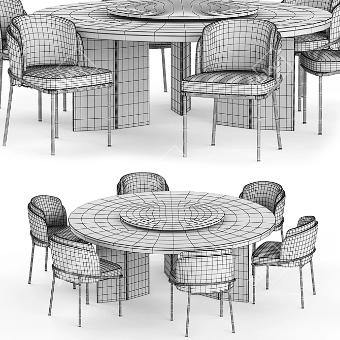 Elegant Morgan Marble Table & Fil Noir Chair Set 3D model image 3