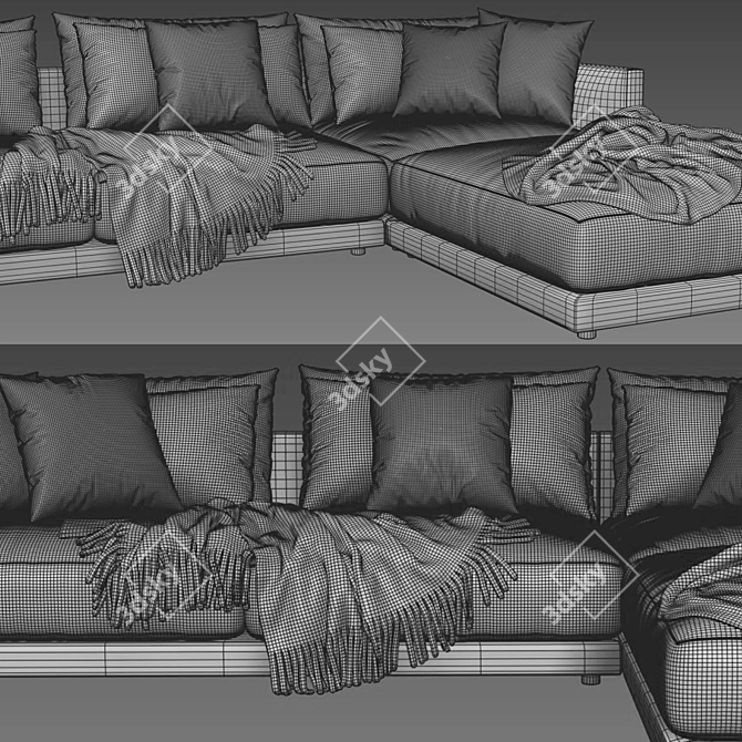 Elegant Poliform Bristol Sofa 3D model image 4