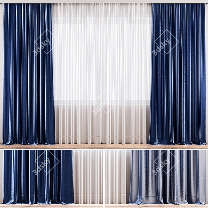 Luxury Silk Curtains 3D model image 1