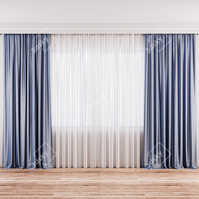 Luxury Silk Curtains 3D model image 3