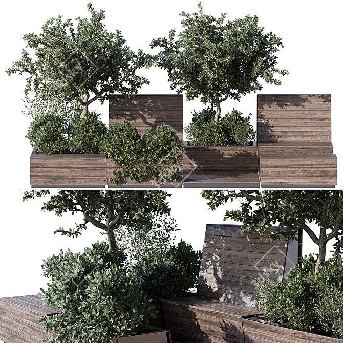 Parklet Oasis: Bushes & Trees 3D model image 1