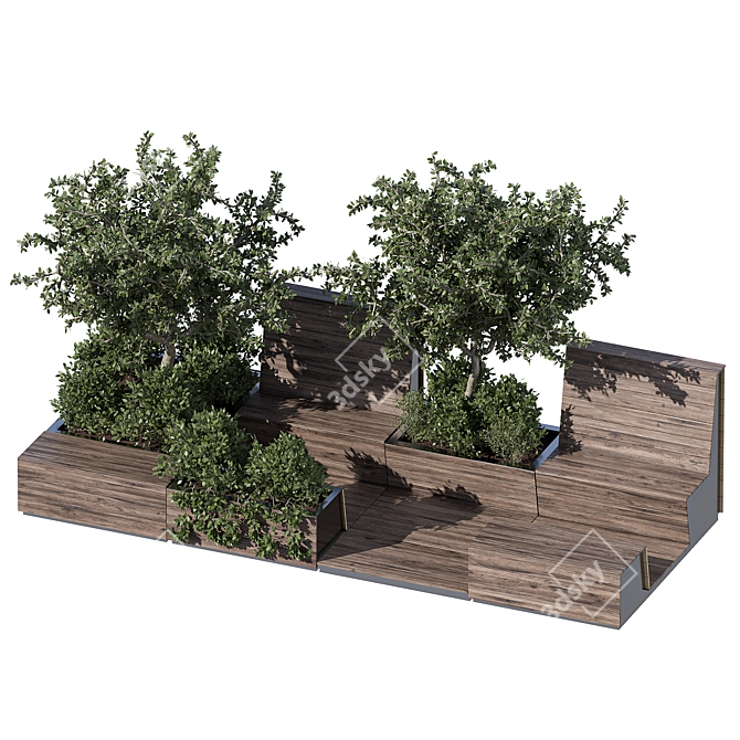 Parklet Oasis: Bushes & Trees 3D model image 2