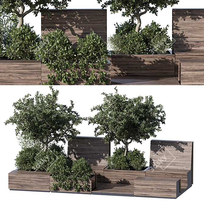Parklet Oasis: Bushes & Trees 3D model image 3