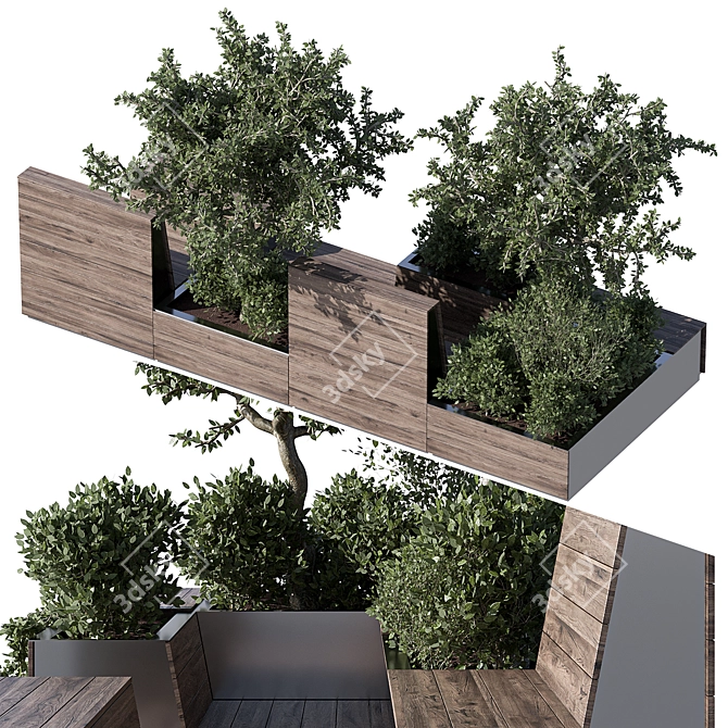 Parklet Oasis: Bushes & Trees 3D model image 4