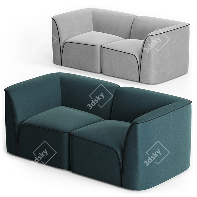 Organic Comfort: Flora 2-Seater Sofa 3D model image 3