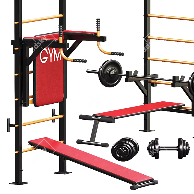 Sport Swedish Wall: Versatile Fitness Equipment 3D model image 2