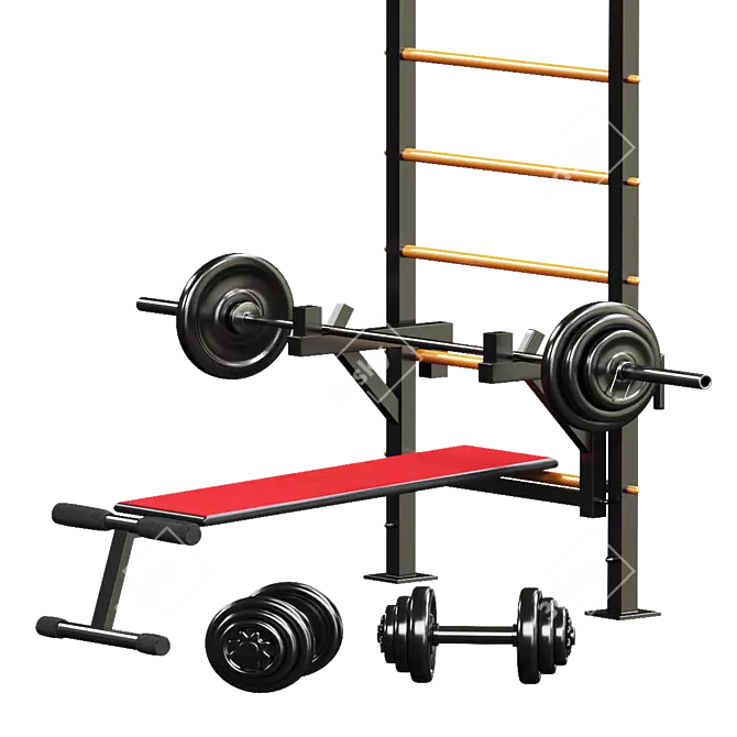 Sport Swedish Wall: Versatile Fitness Equipment 3D model image 3