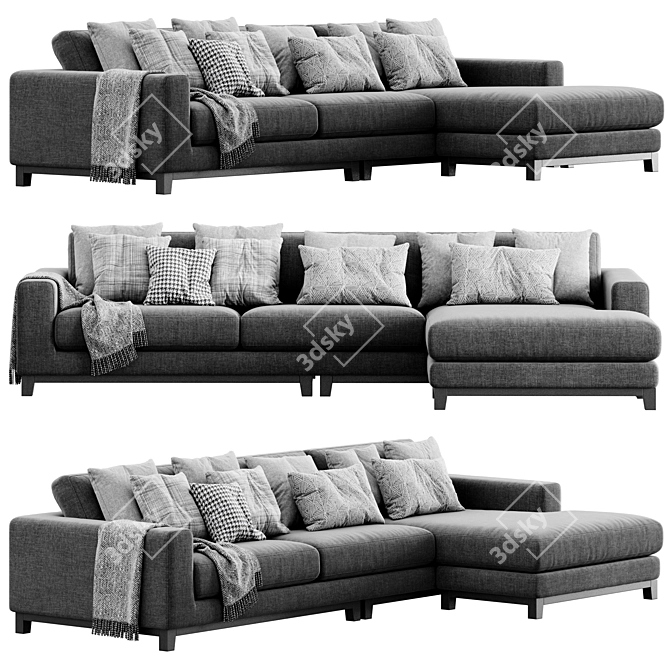 Frankfurt 3 Seater Lounge Sofa: Modern & Stylish 3D model image 1