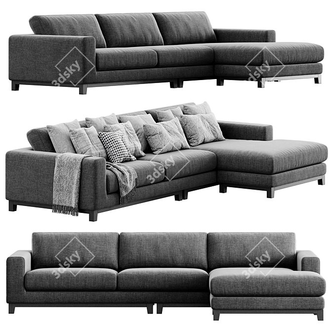 Frankfurt 3 Seater Lounge Sofa: Modern & Stylish 3D model image 2