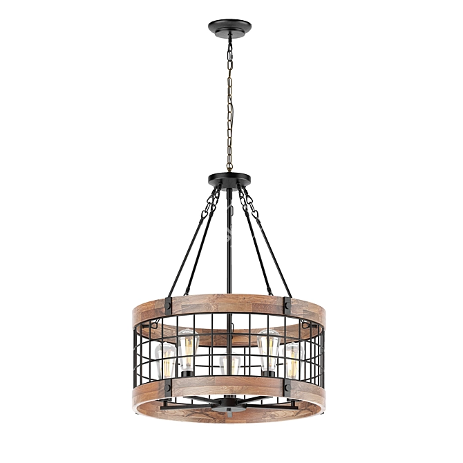 Rustic Cage Chandelier: Elegant Dining Lighting 3D model image 1