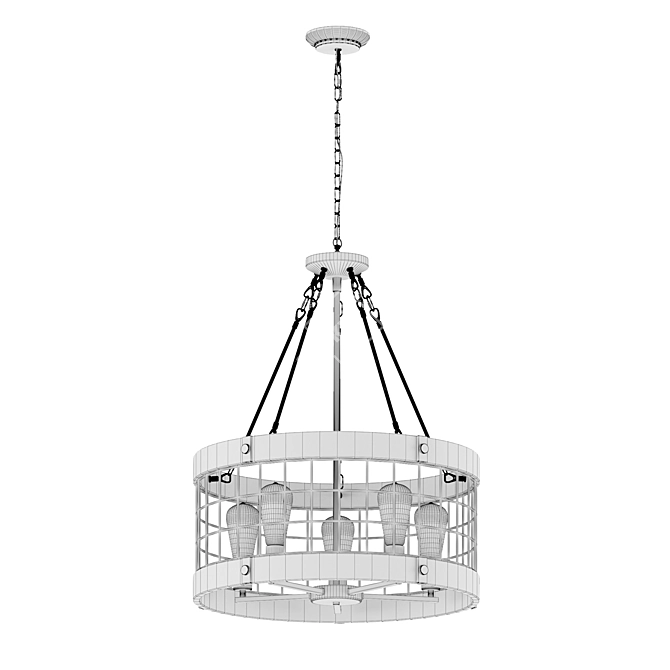 Rustic Cage Chandelier: Elegant Dining Lighting 3D model image 2