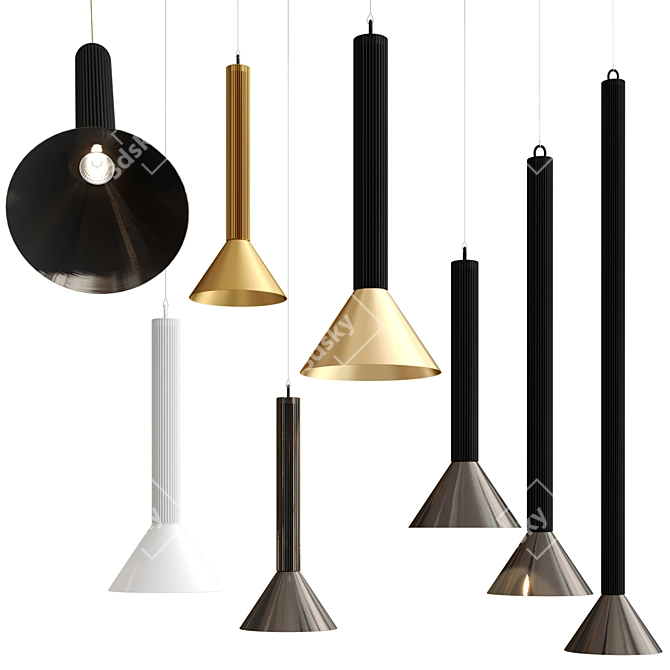 Sleek Extruded Pendant Lights 3D model image 1