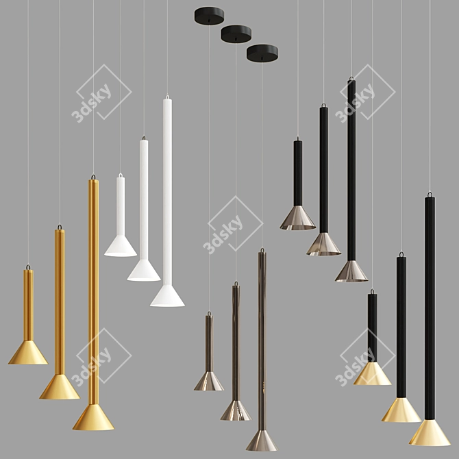 Sleek Extruded Pendant Lights 3D model image 2