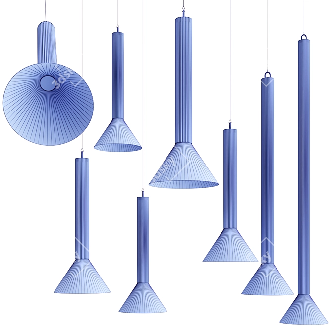 Sleek Extruded Pendant Lights 3D model image 3