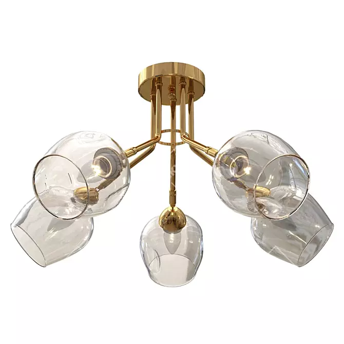 Gilded Glass Ceiling Chandelier 3D model image 1