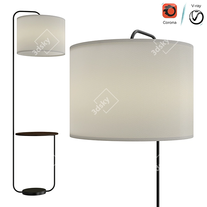 Industrial Shelf Floor Lamp: Modern and Practical 3D model image 1