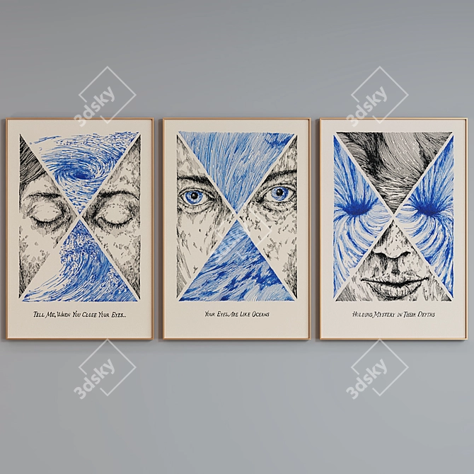 Modern Abstract Face Picture Frame Set 3D model image 2