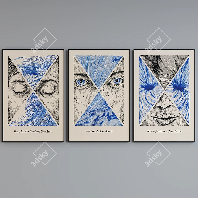 Modern Abstract Face Picture Frame Set 3D model image 3