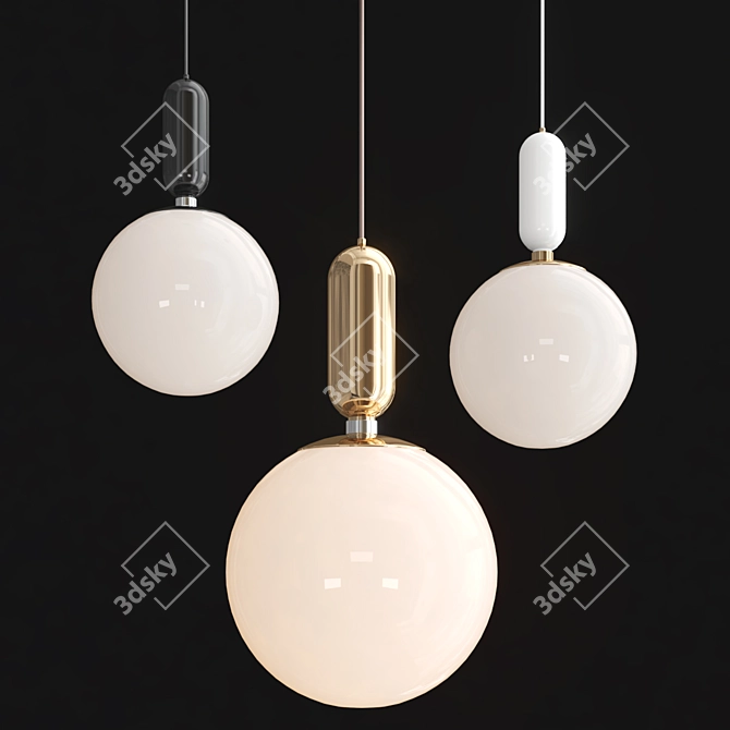 Elegant ABALLS Pendant Light 3D model image 1