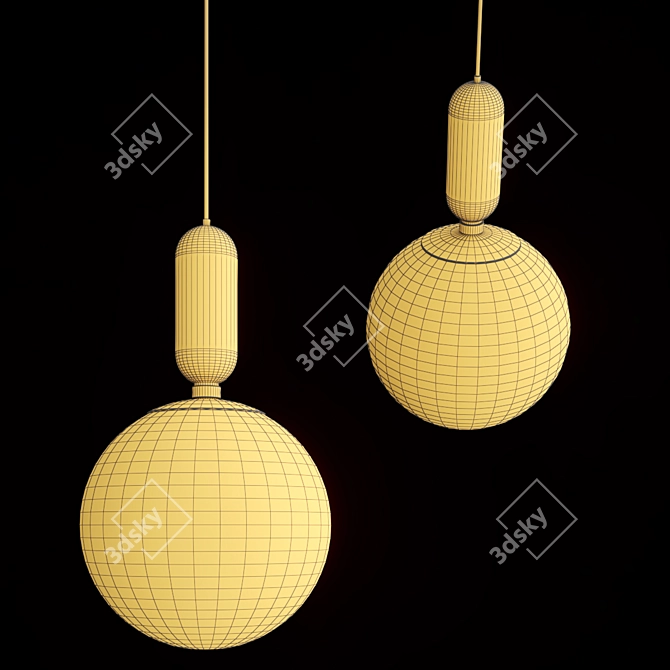 Elegant ABALLS Pendant Light 3D model image 2