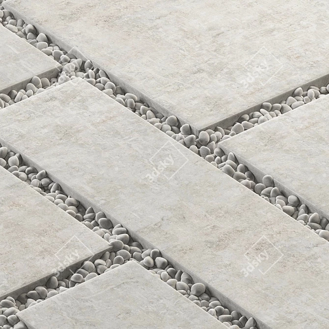 Pebble Paving Tile - Smooth, Textured, High-quality 3D model image 2