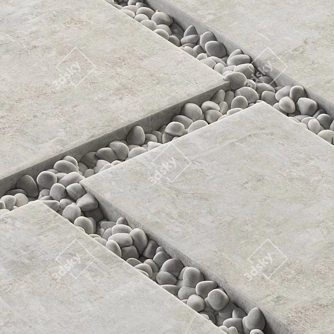 Pebble Paving Tile - Smooth, Textured, High-quality 3D model image 3