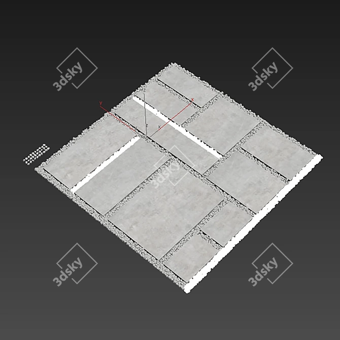 Pebble Paving Tile - Smooth, Textured, High-quality 3D model image 6