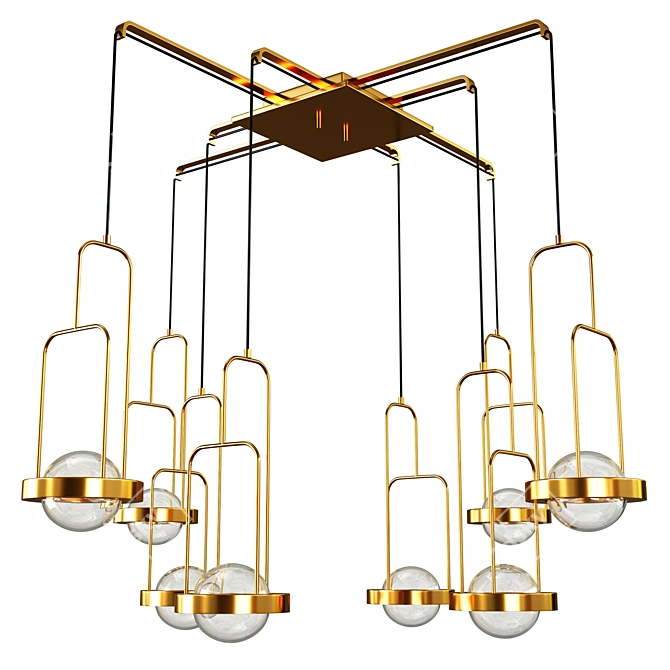 Elegant Brass Gold Chandelier 3D model image 1