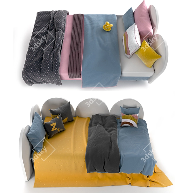 Happy Color Corner Bed Set 3D model image 1