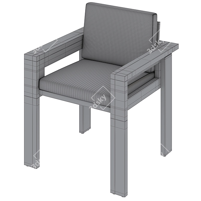 Outdoor Metal Dining Arm Chair 3D model image 5